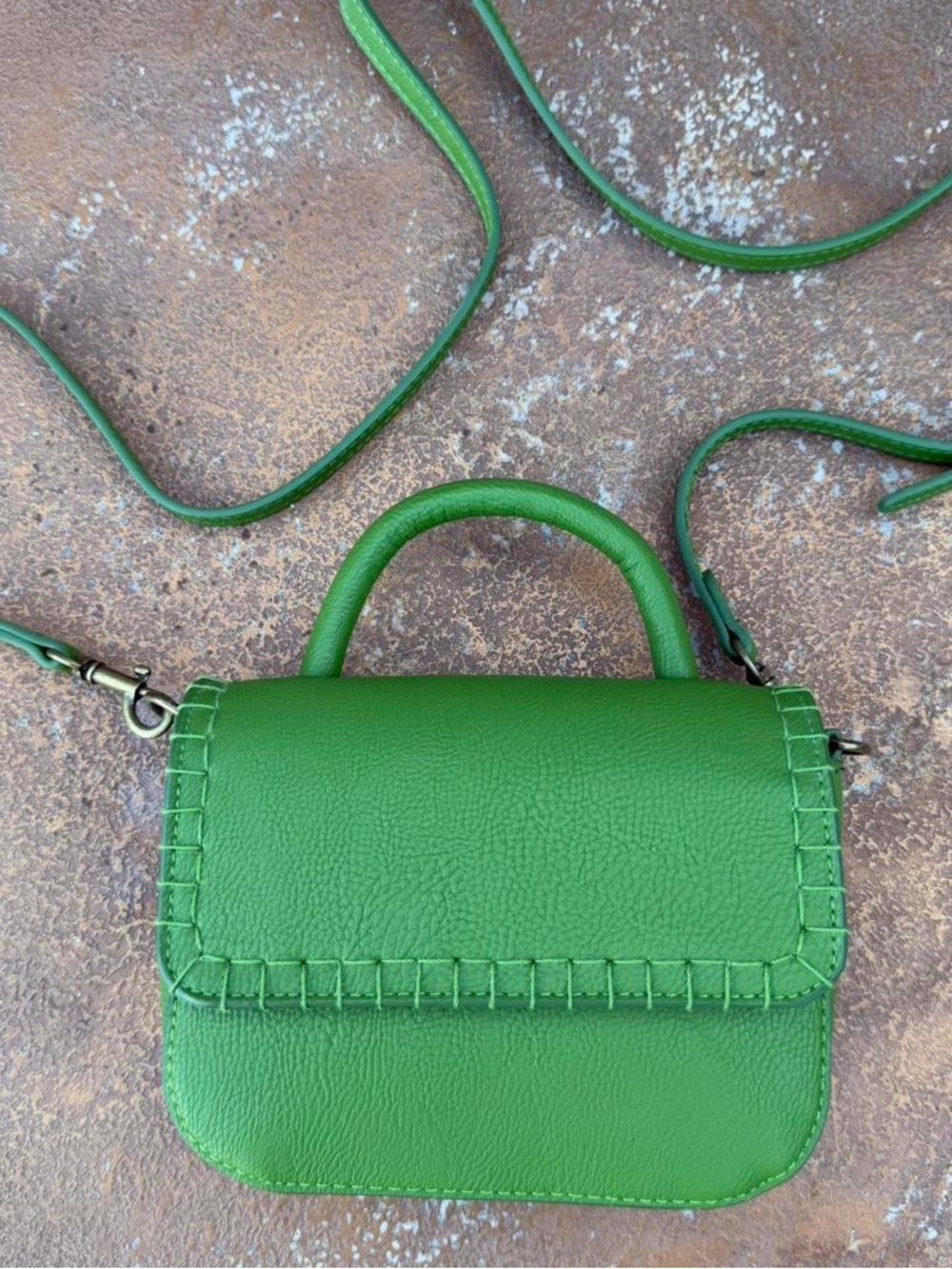 NWOT universal thread bright green stitched mini purse crossbody bag